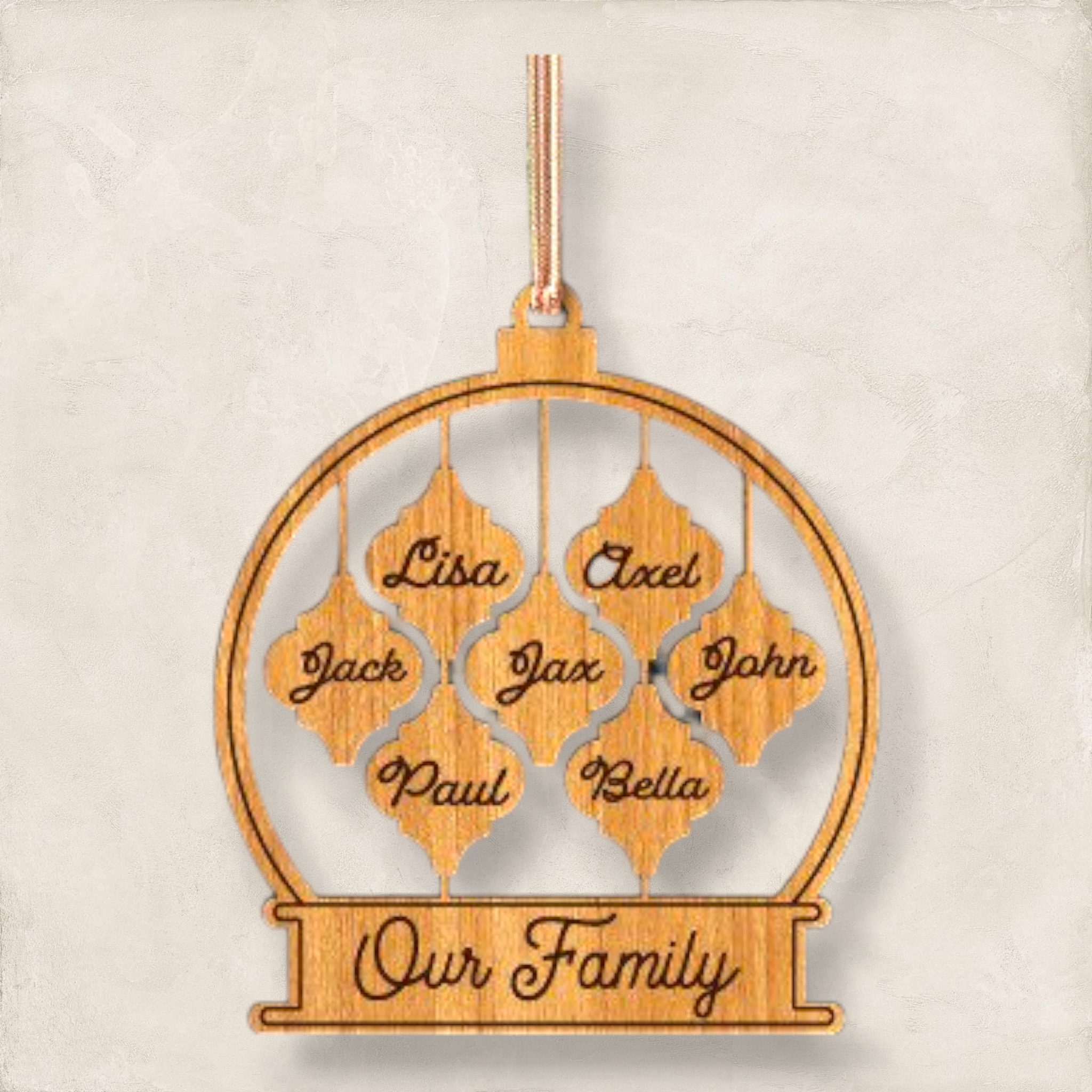 Arabesque Shaped Family Ornament