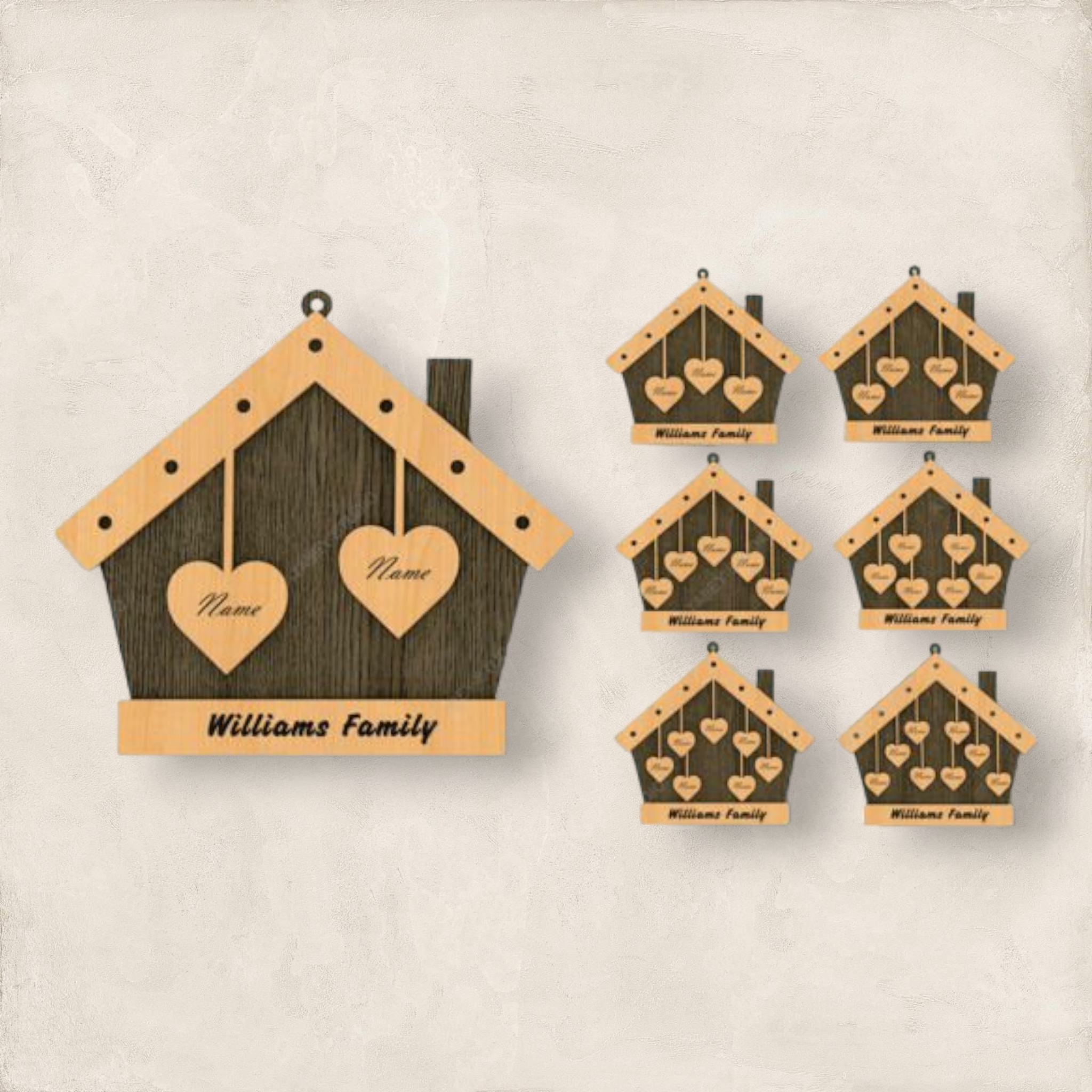 House Shaped Family Ornament