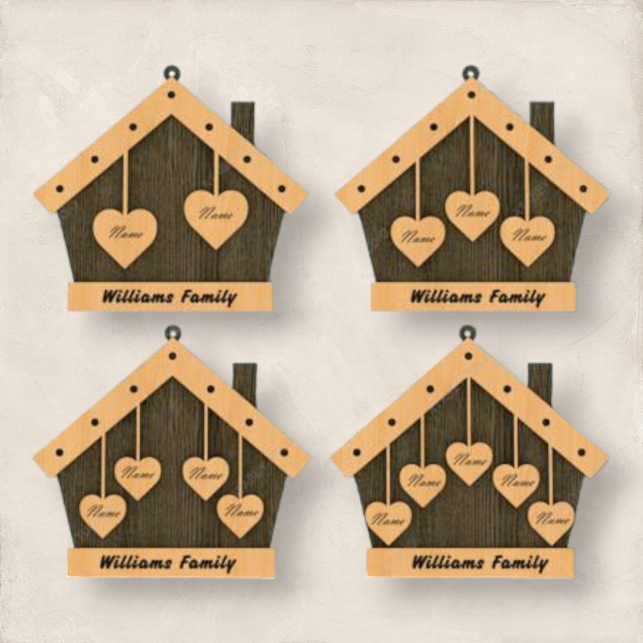 House Shaped Family Ornament