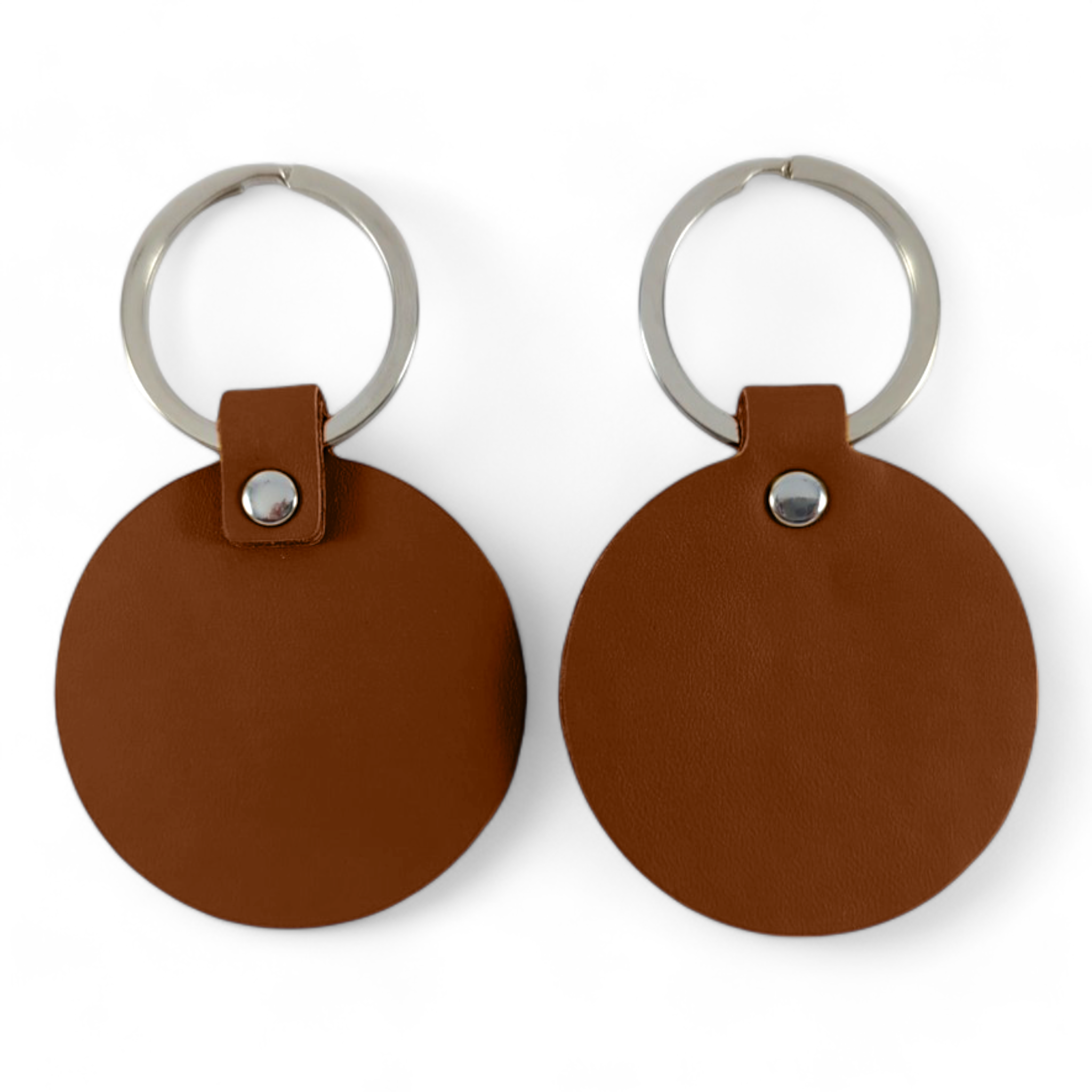 Personalized Circle Leather Like Keychain